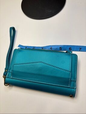 Turquoise Wristlet Wallet - Compact Zip Card Organizer